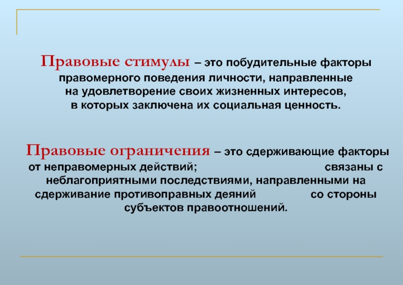 Предпосылки правомерного поведения план параграфа