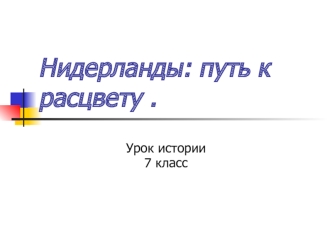 Нидерланды путь к расцвету