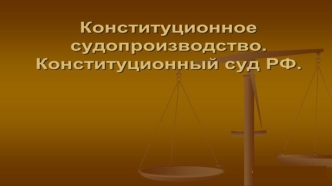 Конституционное судопроизводство. Конституционный суд РФ