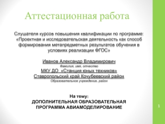 Аттестационная работа. Дополнительная образовательная программа 