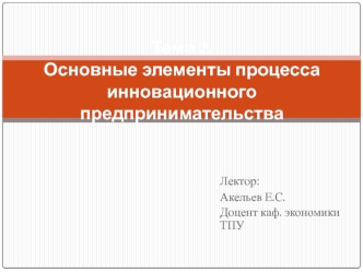 Основные элементы процесса инновационного предпринимательства