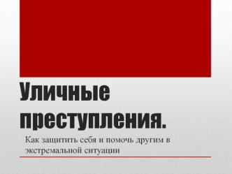 Уличные преступления. Защита себя и помощь другим в экстремальной ситуации