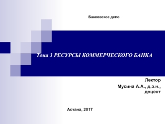 Ресурсы коммерческого банка