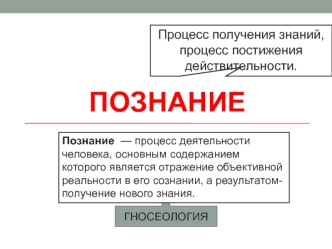 Познание. Процесс получения знаний, процесс постижения действительности