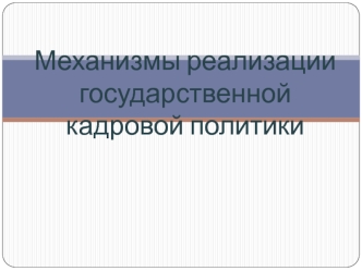 Механизмы реализации государственной кадровой политики