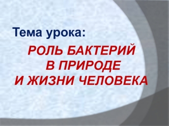 Роль бактерий в природе и жизни человека