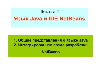 Общие представления о языке Java. Интегрированная среда разработки NetBeans