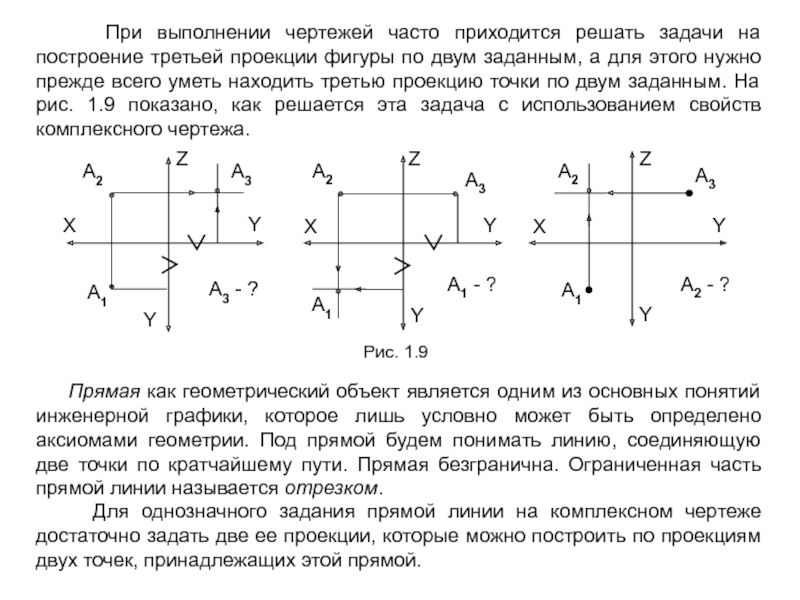 Положение точки на чертеже однозначно определяется как минимум