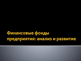 Финансовые фонды предприятия: анализ и развитие