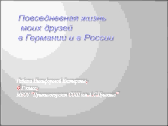 Повседневная жизнь моих друзей в Германии и в России