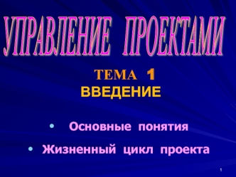 Управление проектами. Жизненный цикл проекта