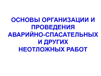 Организация и проведение аварийно-спасательных и других неотложных работ