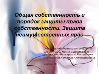 Общая собственность и порядок защиты права собственности. Защита неимущественных прав