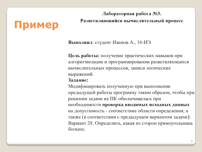 Образец лабораторной работы