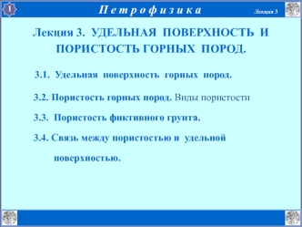 Петрофизика. Удельная поверхность и пористость горных пород