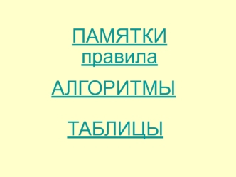 Памятки, правила, алгоритмы, таблицы