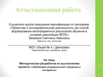 Аттестационная работа. Проблема неправильного общения в интернете