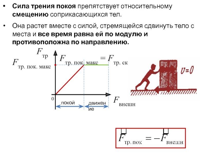 Чему равен коэффициент трения покоя. Формула для расчета максимальной силы трения покоя. Формула трения покоя 7 класс. Теория по силе трения.