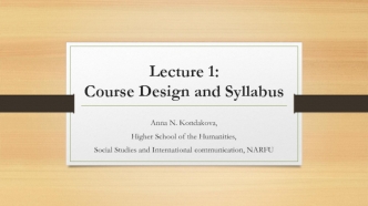 Course Design and syllabus development