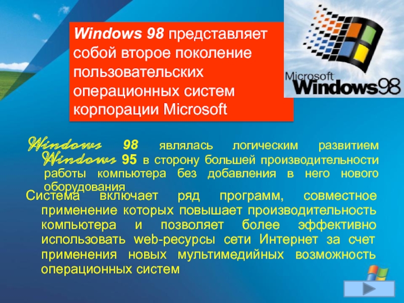 Пользовательских операционных систем. Презентация Windows 98. Эволюция виндовс презентация. История развития Windows 95. История развития ОС Windows.