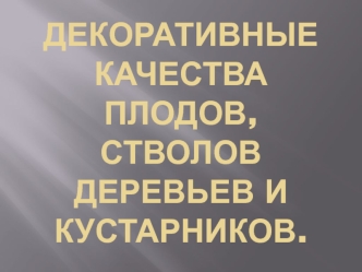 Декоративные качества плодов, стволов деревьев и кустарников