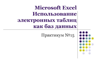 Использование электронных таблиц Microsoft Excel, как баз данных