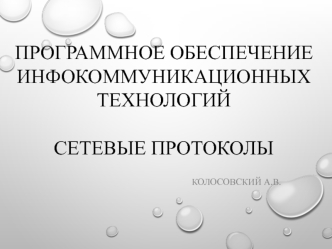 Программное обеспечение инфокоммуникационных технологий. Сетевые протоколы