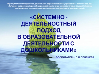 Системно-деятельностный подход в образовательной деятельности с дошкольниками