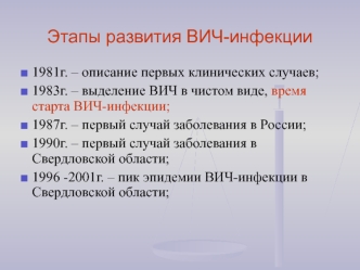 Этапы развития ВИЧ-инфекции