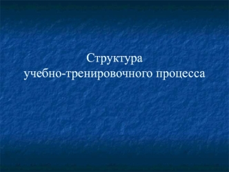 Структура учебно-тренировочного процесса