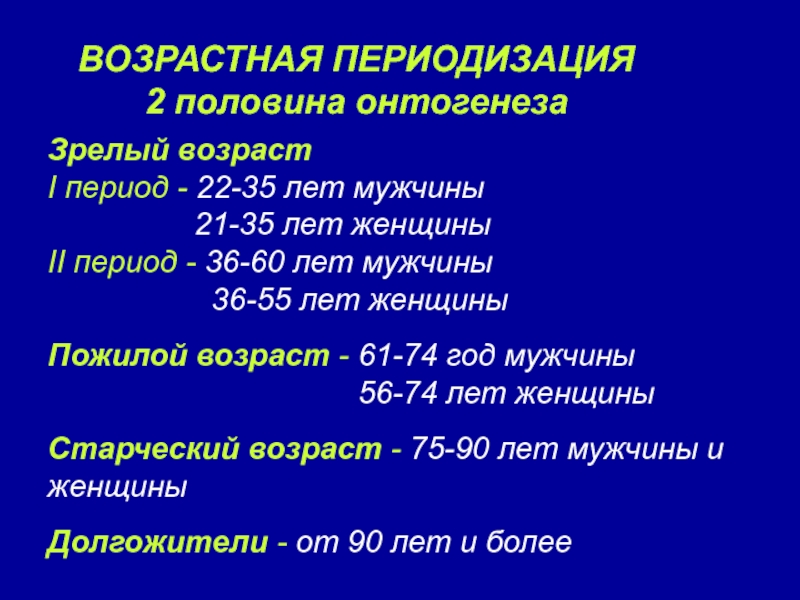 Презентация возрастные периоды