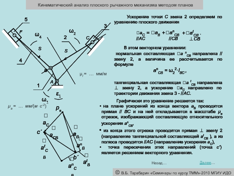 Определение ускорений методом планов