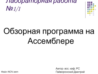 Обзорная программа на Ассемблере