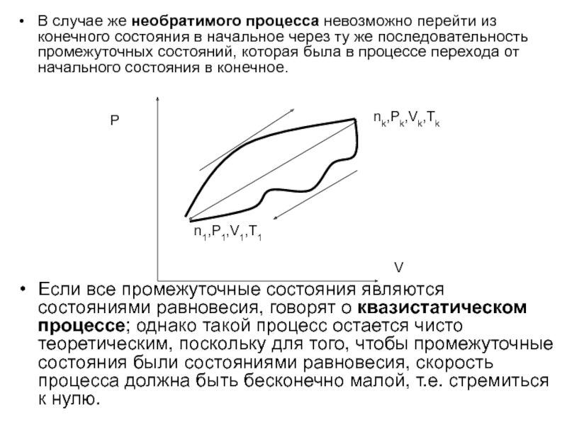 Состояние начального. Квазистатический обратимые и необратимые процессы Квазистатические.