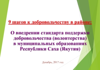 О внедрении стандарта поддержки добровольчества (волонтерства) в муниципальных образованиях Республики Саха (Якутия)