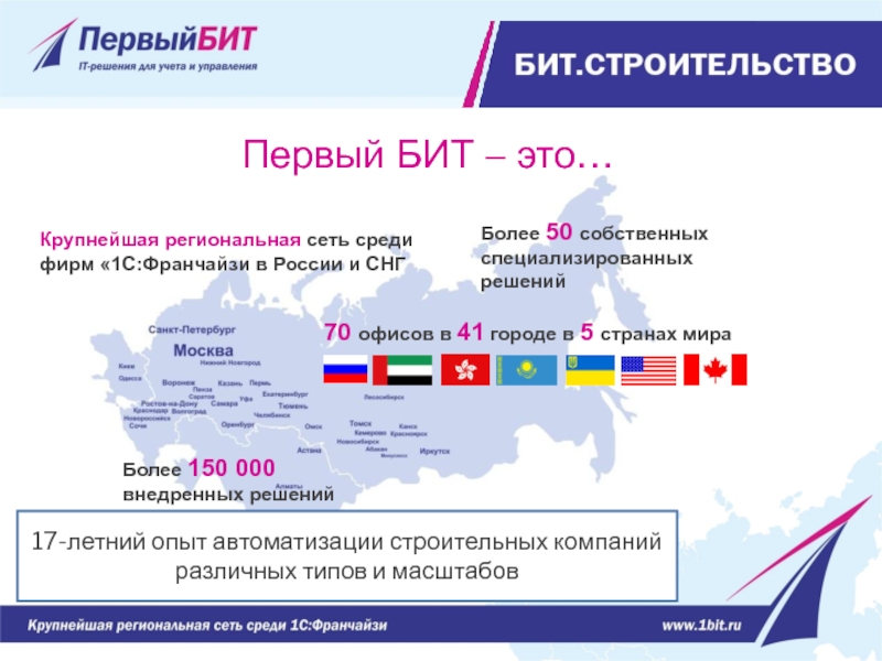 Крупнейшая региональная сеть среди фирм «1С:Франчайзи в России и СНГ  70