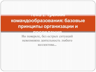 Тренинг командообразования: базовые принципы организации и проведения