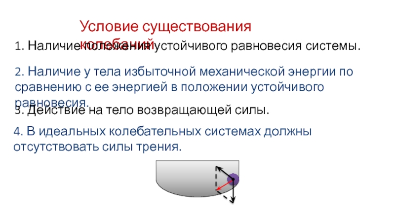 Наличие положения. Наличие положения устойчивого равновесия системы. Условия существования колебаний. Условие устойчивого равновесия. Условия возникновения устойчивого равновесия.