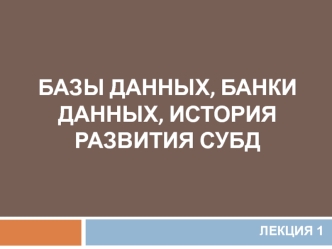 Базы данных, банки данных, история развития СУБД (лекция 1)