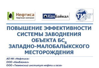 Повышение эффективности системы заводнения объекта БС8 Западно-Малобалыкского месторождения