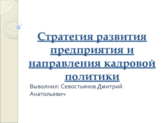 Стратегия развития предприятия и направления кадровой политики