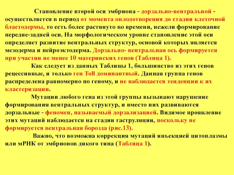 Оси зародыша. Формирование оси. Этапы оплодотворения. При мутациях наблюдается.