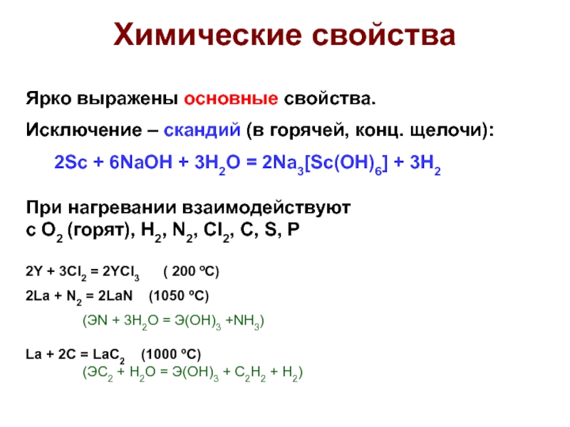 Реакции со щелочью