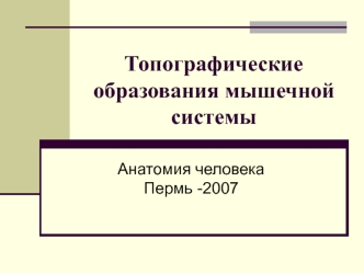 Топографические образования мышечной системы