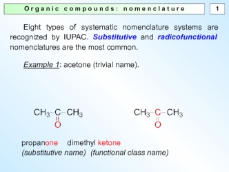 Organic compounds: nomenclature