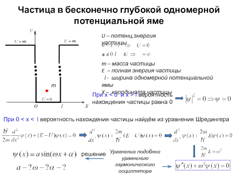 Частица находится. Частица в одномерной потенциальной яме. Энергия частицы в одномерной потенциальной яме. Волновая функция частицы в бесконечно глубокой потенциальной яме. Частица в бесконечно глубокой одномерной потенциальной яме.