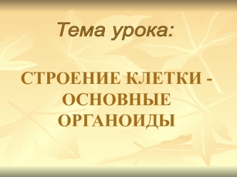 Строение клетки - основные органоиды