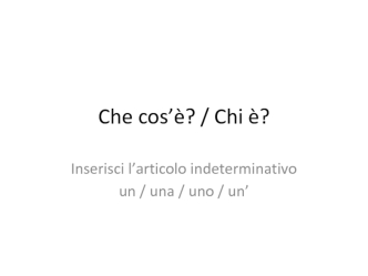 Che cos’è? / Chi è? Inserisci l’articolo indeterminativo un / una / uno / un