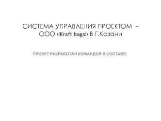 Система управления проектом ООО Kraft bags в г. Казани