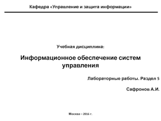 Информационное обеспечение систем управления. Лабораторные работы. Раздел 5